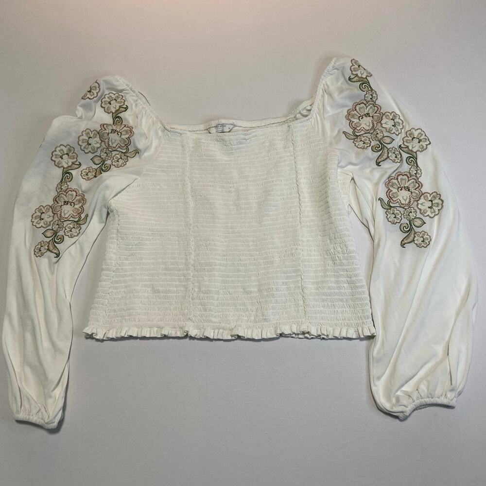 Lucky Brand NWOT cropped embroidered shirt